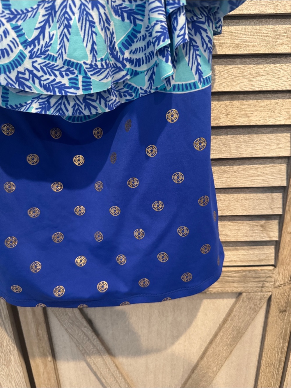Blue Tropical Print Ruffle Tankini Top - Picture 3 of 7